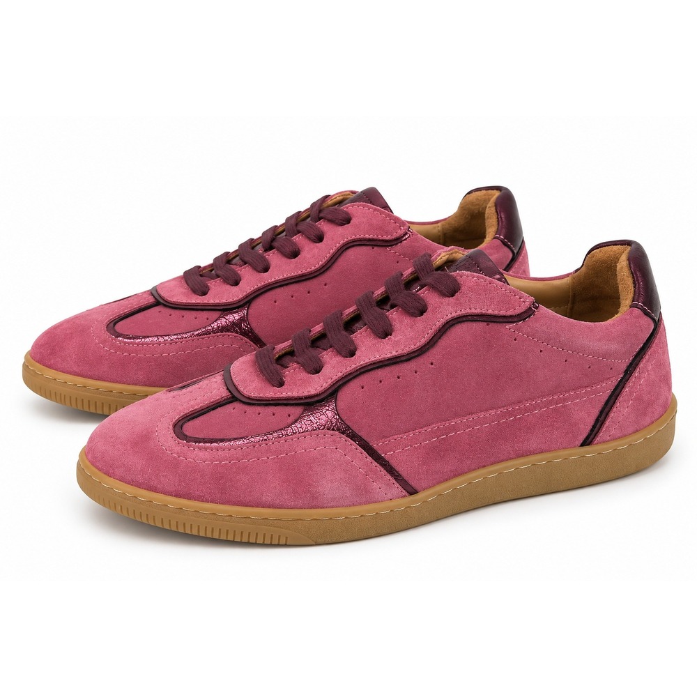 Miz Mooz Rydell Rose Suede Metallic Low Top Sneakers Women Size 41 / 10-10.5